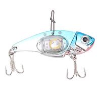 ANKROYU Señuelo de Pesca submarina, Cebo Duro de Metal con Ojos de Doble Color de Luces, Cebo de Agua Dulce de Agua Salada 80 mm para Halibut de Lucio de salmón (Azul)