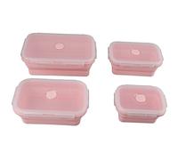ANKROYU Silicone Food Storage Containers Collapsible Lunch Box Set Portable Foldable Meal Prep Containers for Office Travel Camping Kitchen Storage 4 Pieces Different Sizes (Rosado)