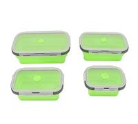 ANKROYU Silicone Food Storage Containers Collapsible Lunch Box Set Portable Foldable Meal Prep Containers for Office Travel Camping Kitchen Storage 4 Pieces Different Sizes (Verde)