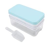 ANKROYU Silicone Ice Cube Trays with Lid and Scoop Premium Food Grade Non Toxic Easy Release Ice Making Molds for Cocktails Whiskey Soda Coffee 2 Layers 64 Cubes Storage Bin (Azul)