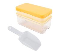 ANKROYU Silicone Ice Cube Trays with Lid and Scoop Premium Food Grade Non Toxic Easy Release Ice Making Molds for Cocktails Whiskey Soda Coffee 2 Layers 64 Cubes Storage Bin (Amarillo)