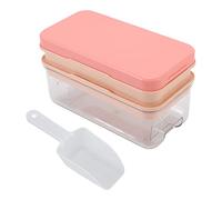 ANKROYU Silicone Ice Cube Trays with Lid and Scoop Premium Food Grade Non Toxic Easy Release Ice Making Molds for Cocktails Whiskey Soda Coffee 2 Layers 64 Cubes Storage Bin (Rosado)