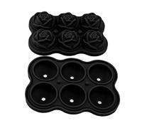 ANKROYU Silicone Rose Ice Cube Tray Premium 6 Rose Shaped Ice Ball Molds For Cocktail Whiskey Champagne BPA Dishwasher Safe Home Bar Party Accessory (Negro)