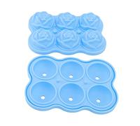 ANKROYU Silicone Rose Ice Cube Tray Premium 6 Rose Shaped Ice Ball Molds For Cocktail Whiskey Champagne BPA Dishwasher Safe Home Bar Party Accessory (Azul cielo)