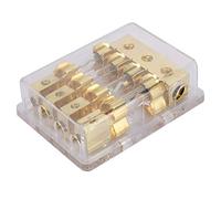 ANKROYU Soporte de audio para automóvil de 12V 60A Caja de alto rendimiento con cubierta transparente para protección de circuito de vehículo, camión, barco, 1 en 4 salidas Aleació