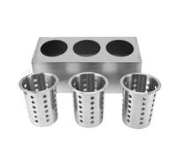 ANKROYU Soporte para utensilios de cocina de acero inoxidable, organizador multifuncional con base antideslizante, cubo de almacenamiento para cuchillos, tenedores, cucharas y uten (3 compartimentos