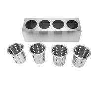 ANKROYU Soporte para utensilios de cocina de acero inoxidable, organizador multifuncional con base antideslizante, cubo de almacenamiento para cuchillos, tenedores, cucharas y uten (4 compartimentos)