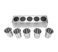 ANKROYU Soporte para utensilios de cocina de acero inoxidable, organizador multifuncional con base antideslizante, cubo de almacenamiento para cuchillos, tenedores, cucharas y uten (5 cuadrículas)