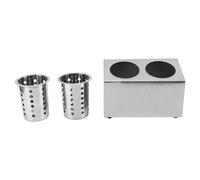 ANKROYU Soporte para utensilios de cocina de acero inoxidable, organizador multifuncional con base antideslizante, cubo de almacenamiento para cuchillos, tenedores, cucharas y uten (2 compartimentos