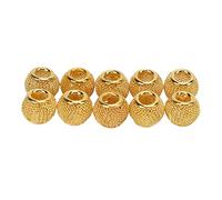 ANKROYU Spacer Beads Gold Plated Round Mesh Hollow Ball DIY Jewelry Making 10Pcs for Necklaces Bracelets Earrings Alloy 10mmx12mm (Oro)