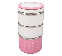 ANKROYU Stackable Stainless Steel Thermal Lunch Container Insulated Leakproof Portable Box For Office School Picnic Party 3 Layer Large Size Food Grade Material (Rosado)