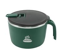 ANKROYU Stainless Steel Instant Noodle Bowl with Lid and Phone Holder 1300ML Large Capacity Double Layer Heat Insulation Non Scalding Design for Dormitory Office (Verde)