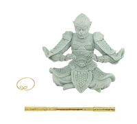 ANKROYU Sun Wukong Figurita Mono Rey Té Mascota Estatua de Piedra Arenisca Verde Hecha a Mano Decoración de mitología China Adorno de Agua de Escritorio para coleccionistas de Cere