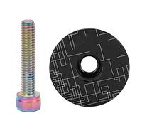 ANKROYU Tapa superior para auriculares de bicicleta, aleación de aluminio, cubierta superior para auriculares de bicicleta de montaña con pernos, revestimiento de PVD, protección l (negro)