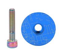 ANKROYU Tapa superior para auriculares de bicicleta, aleación de aluminio, cubierta superior para auriculares de bicicleta de montaña con pernos, revestimiento de PVD, protección l (Azul)