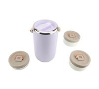 ANKROYU Tarro de comida con aislamiento al vacío de acero inoxidable 304, lonchera apilable a prueba de fugas de 2,6 l, 3 compartimentos, apto para microondas para trabajadores de (Púrpura)