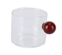 ANKROYU Taza de té taza de vidrio transparente resistente al calor del calor la taza de café de vidrio con mango de pelota 120 ml para café de té bebidas calientes (Mango marrón)