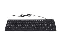 ANKROYU Teclado 108 Teclas español USB con Cable portátil Plegable silencioso Teclado de Silicona para Oficina hogar Viajes Negro