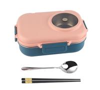 ANKROYU Thermal Lunch Box 1100ml Insulated Box Double Layer 3 Grid Leakproof Stainless Steel Food Container for Office School Adults Kids 304 Steel with Chopsticks Spoon Soup Bow (Rosa)