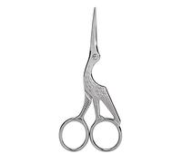 ANKROYU Tijeras de costura de acero inoxidable, tijeras de sastre en forma de grúa, tijeras de corte artesanales para tela, papel, manualidades, bordado, oro plateado, 11,5 cm, 30g (Blanca plateada)