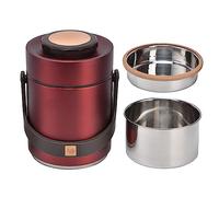 ANKROYU Vacuum Insulated Lunch Box 3 Layer Stainless Steel Food Jar Leakproof Thermal Container for Office School Picnic Travel 1500ml Dark Light (Rojo)