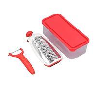 ANKROYU Vegetable Cutter Stainless Steel Multifunctional Portable Veggie Chopper Onion Slicer for Kitchen Home Cooking Food Prep 304 Stainless Steel Collapsible Design with Storage (Rojo)