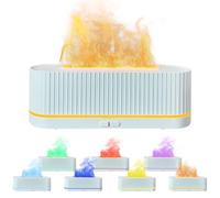 Ankrs Difusor de Aceites Esenciales 200 ML con Effet Flamme, pequeño humidificador con 7 Colores de luz LED para hogar y Oficina (Blanco)