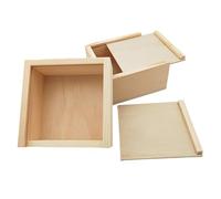 Anktily Caja de almacenamiento de madera sin terminar con tapa deslizante, caja blanca para joyas, manualidades y pasatiempos (10 x 10 x 5 cm)
