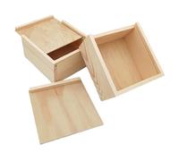 Anktily Caja de almacenamiento de madera sin terminar con tapa deslizante, caja natural blanca para joyas, manualidades y pasatiempos (12 x 12 x 6 cm)