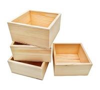 Anktily Paquete de 4 cajas organizadoras de almacenamiento de madera sin terminar, caja cuadrada pequeña 12 x 12 x 6 cm, decoración rústica para el hogar
