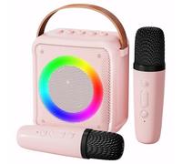Ankuka Juguetes de Karaoke para Niños y Adultos con 2 Micrófonos, Máquina de Karaoke Portátil Rosa con Luces LED y Efectos de Cambio de Voz, un Gran Regalo para niños de 3 a 18 años