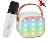 Ankuka Karaoke 1 Micrófono Karaoke Infantil Bluetooth con Micrófono Inalámbrico Altavoz con Luces LED Regalo Niña Juguete Que Cambia de Voz Blanco