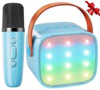 Ankuka Karaoke 1 Micrófono Karaoke Infantil Bluetooth con Micrófono Inalámbrico Altavoz con Luces LED Regalo Niña Juguete Que Cambia de Voz Azul