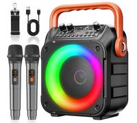 Ankuka Karaoke 2 Microfonos Inalambricos Karaoke Profesional Altavoz con Microfono y Sistema PA, Soporta Bluetooth/TV/TF/USB/AUX/FM/TWS(Naranja)