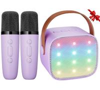 Ankuka Karaoke 2 Micrófonos Karaoke Infantil Bluetooth con Micrófono Inalámbrico Altavoz con Luces LED Regalo Niña Juguete Que Cambia de Voz Morando