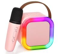 Ankuka Karaoke Infantil Karaoke 1 Microfono Inalambrico para 4 5 6 7 8 9 10 11 12 Años, Altavoz Bluetooth Niños con Luces, Niña/Cumpleaños/Fiesta/Familia (Rosa)