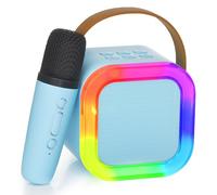 Ankuka Karaoke Infantil Karaoke 1 Microfono Inalambrico para 4 5 6 7 8 9 10 11 12 Años, Altavoz Bluetooth Niños con Luces, Niña/Cumpleaños/Fiesta/Familia (Azul)