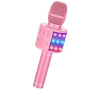Ankuka - Micrófono inalámbrico, para karaoke, Bluetooth, para recepción, reproductor, regalo infantil, para Android/iOS, con función de grabación, luces parpadeantes, sonidos mágicos, rosa