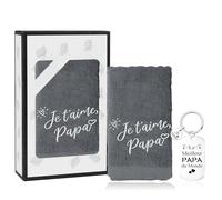 ANKUOFUA Cadeau Fete des Peres Original, Cadeau Pour Papa Je T'Aime Servilleta, 35 x 75 cm, Avec Porte Clés Cadeau Anniversaire Papá, Idées Cadeaux Futur Papa Original Cadeaux Homme