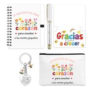 ANKUOFUA Regalo de Agradecimiento para Maestra, Set de 5 Regalos para Profesores Originales Incluir Bolsa de Tela Llavero Profesor Tarjeta Gracias Profe Cuaderno en Espiral Regalo Maestra Infantil