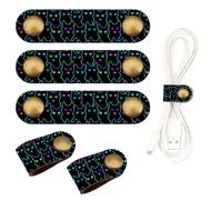 ANKVRP Paquete de 5 organizadores de cables, de cuero de primera calidad, organizador de cables colorido y divertido, soporte USB, lindas correas de cables para gestión de cables, lindo gato colorido