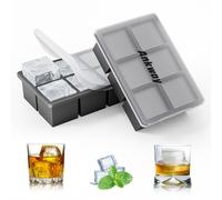 Ankway 2 Piezas Cubiteras para Hielo con Tapa, Moldes de Cubitos Hielo Silicona Sin BPA, Fácil Quitar Apilables Antiderrames para Alimentos para Bebés, Whisky, Cócteles