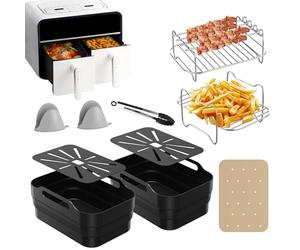 Ankway 2024 Accesorios Freidora De Aire Para Ninja AF500EU 10,4L, Air Fryer Accesorios Para Ninja Foodi Dual Que Incluyen Molde De Silicona, Rejillas
