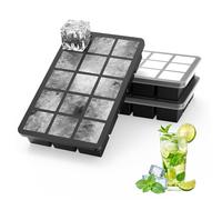 Ankway 3 Piezas Cubiteras para Hielo Silicona con Tapa, 45 3,5cm Bandejas de Cubitos de Hielo Cuadrados, Ice Cube Tray sin BPA, para Frutas,Puré de Frutas, Zumo