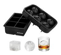 Ankway Bandeja de Hielo de Silicona,Cubiteras para Hielo sin BPA Moldes de hielo de silicona Molde cuadrado y redondo Bola de hielo para Bebés,Cola,Cócteles,Whisky Negro
