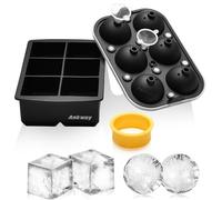Ankway Bandejas para Cubitos de Hielo, Juego de Moldes de Silicona para Hielo, Máquina para Hacer Bolas de Hielo con Tapa para Congelador, Whisky, Cócteles, Fácil Liberación y Reutilizable, Sin BPA