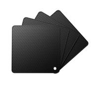 Ankway Juego de 4 Salvamanteles de Silicona, Posavasos de Silicona para Ollas, Sartenes, Teteras y Cuencos, Resistentes al Calor, Aptos para Lavavajillas Patrón de Panal Antideslizante (Negro)