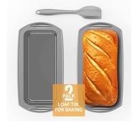 Ankway Molde de Silicona para Pan Rectangular con Raspador de Masa, Juego de 2 Moldes Antiadherentes de Silicona para Pasteles y Panes, 28x14.3x6.3cm, Gris