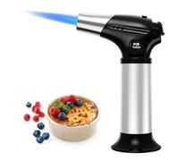 Ankway Soplete de Cocina - Recargable Flambeador Cocina con Bloqueo de Seguridad y Llama Ajustable para postres de crema brulee, hornear, barbacoa, bricolaje, Negro - Butano No Incluido