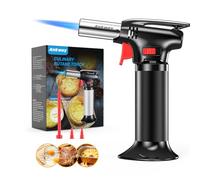Ankway Soplete de Cocina, Soplete Recargable con Bloqueo de Seguridad y Bloqueo de Llama Continuo para Comida BBQ, Horneado, Brulée Crema, Cámping, DIY, Negro(Butano no Incluido)